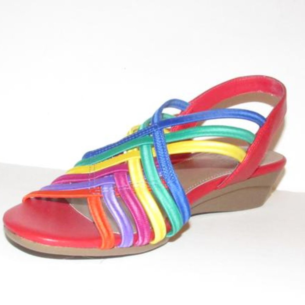 IMPO Red Yellow Blue Open Toe Strappy Sandals